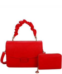 Fashion Ruched Top Handle 2-in-1 Satchel  LF22924T2 RED